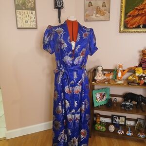 1930s Brilliant Cobalt Blue Silk Movie Star Dressing Gown